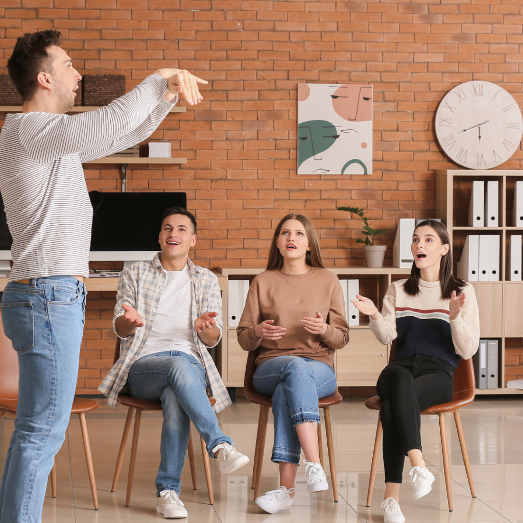 people playing charades