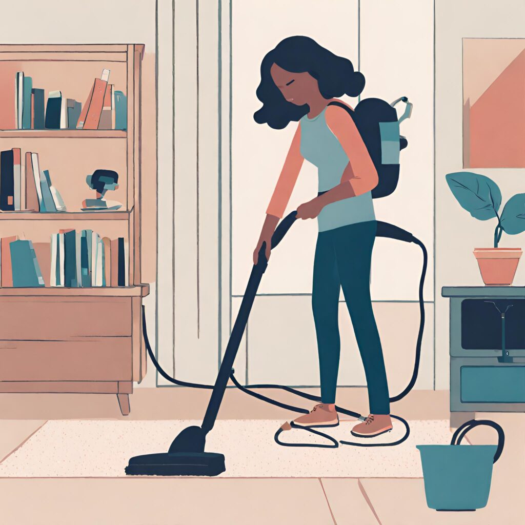 Teen vacuuming